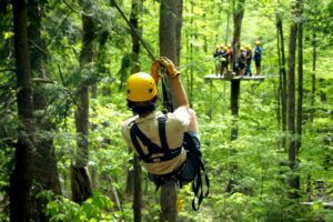 Zip lining at Arbortrek.